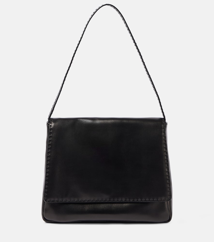 The Row Nuance Leather Shoulder Bag In Black