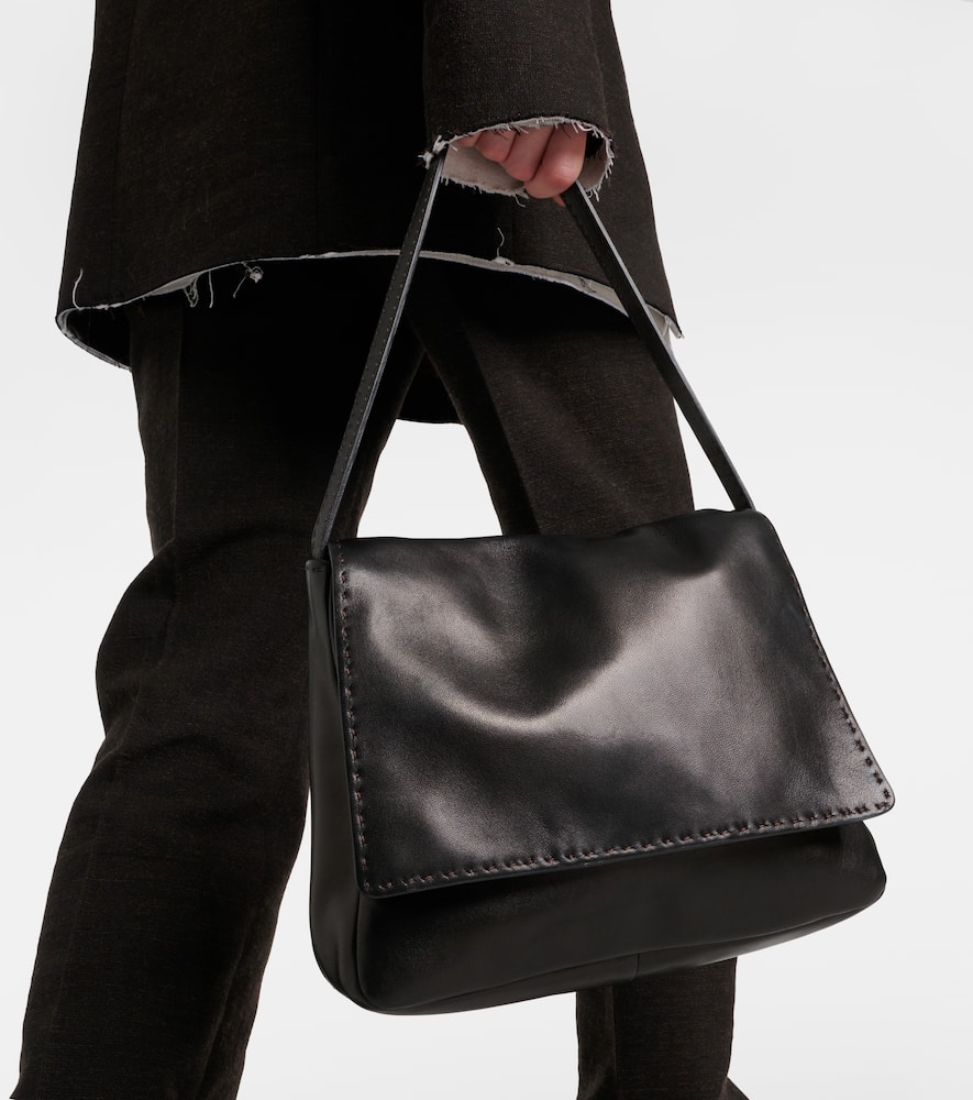 The Row Nuance Leather Shoulder Bag In Black