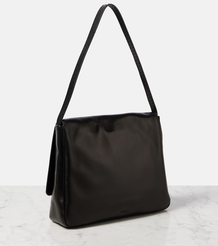 The Row Nuance Leather Shoulder Bag In Black