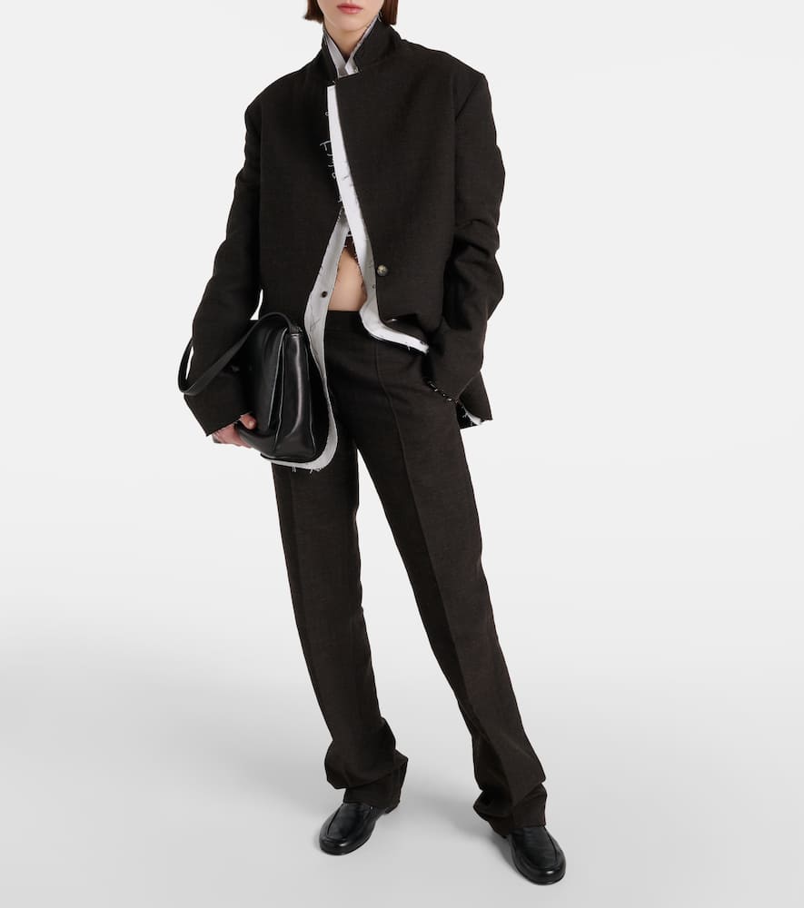 The Row Nuance Leather Shoulder Bag In Black