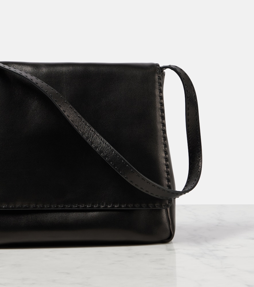 The Row Nuance Leather Shoulder Bag In Black