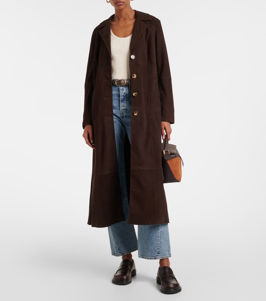 Shop Rixo London Astraea Suede Coat In Brown