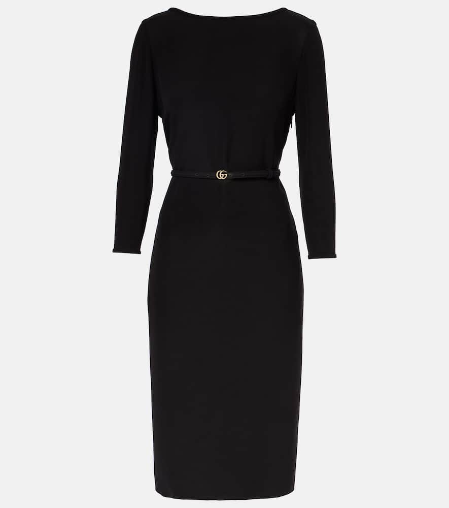 Double G belted cady midi dress