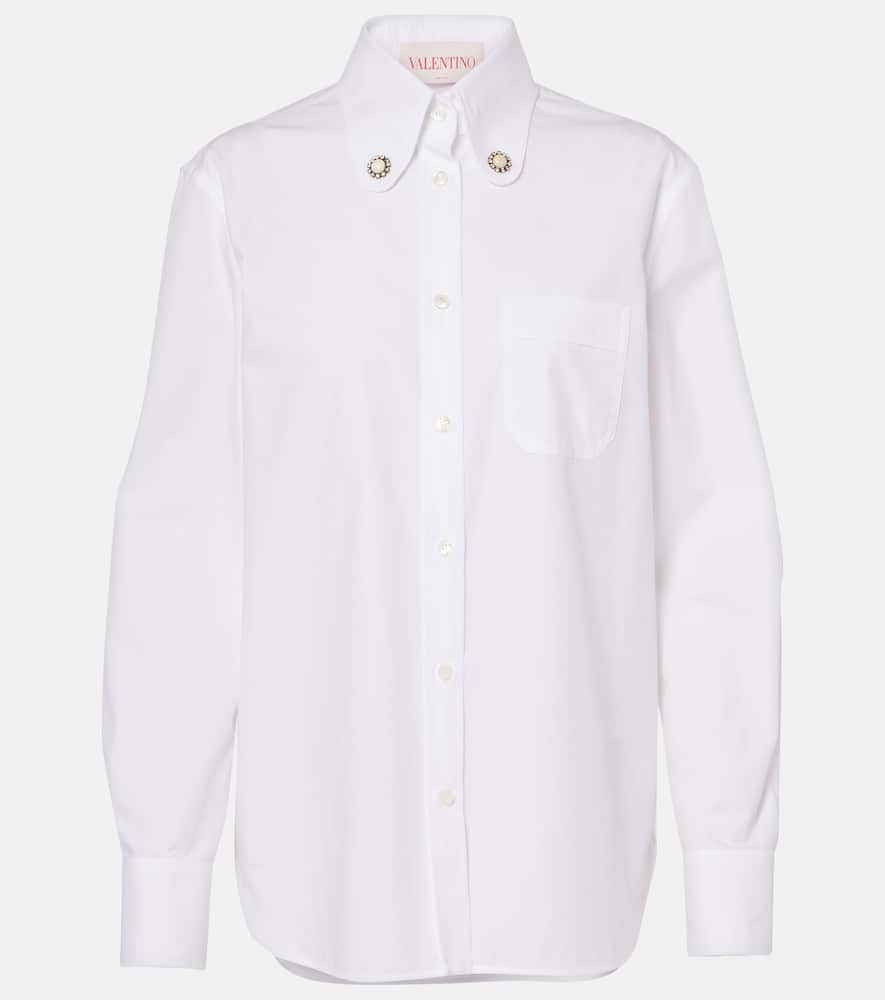 Valentino Tailored White Cotton Shirt With Decorative Buttons In White