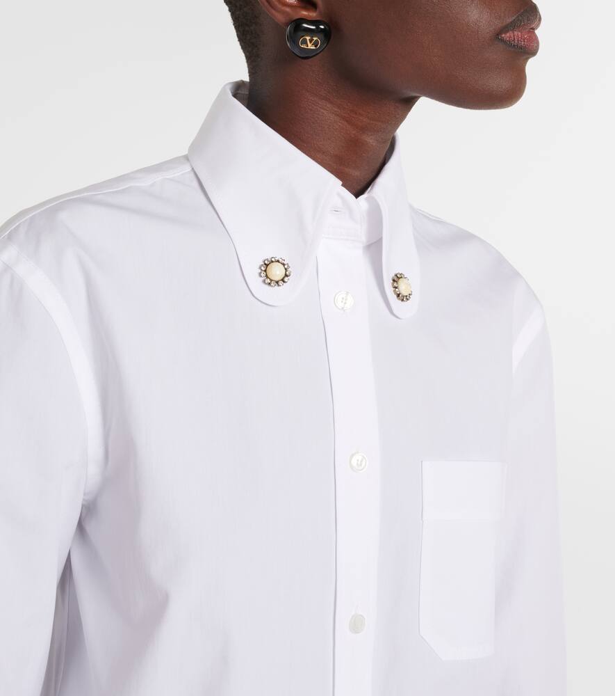 Valentino Tailored White Cotton Shirt With Decorative Buttons In White