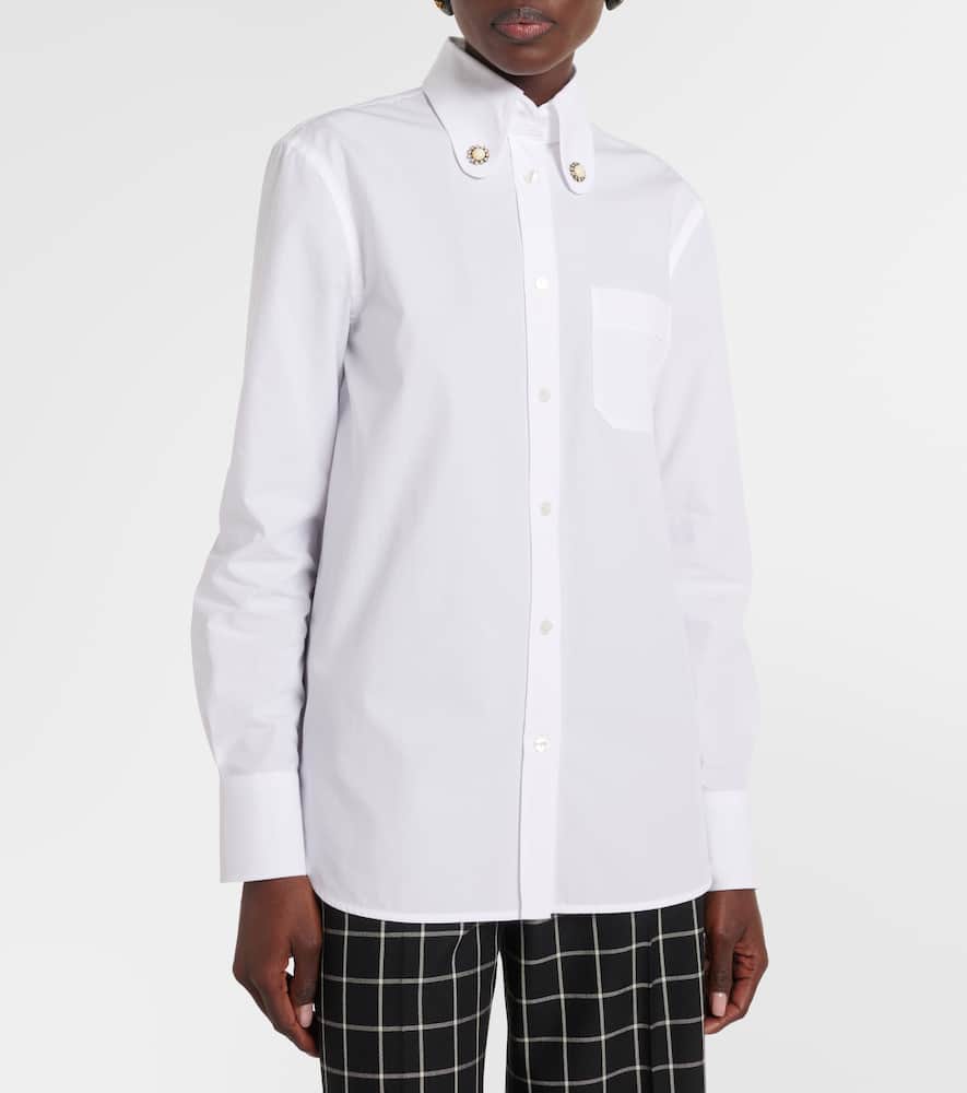 Valentino Tailored White Cotton Shirt With Decorative Buttons In White