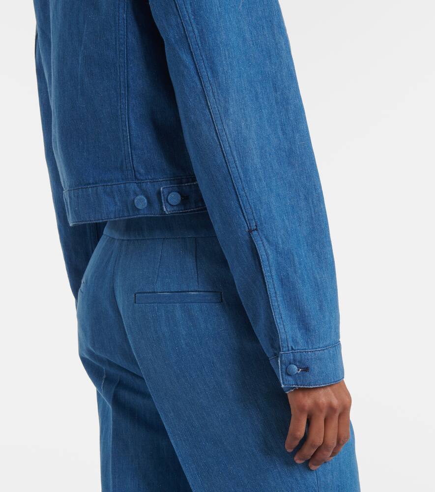 Gabriela Hearst Womens Roland Cropped Buttoned Pockets Relaxed-fit Denim And Linen-blend Jacket Light Blue Denim In Light Blue Denim