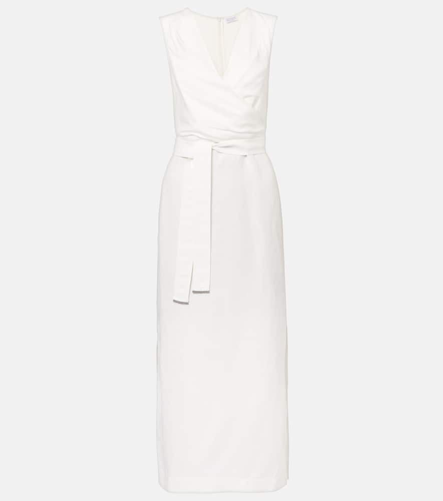 Brunello Cucinelli Gathered Midi Dress In Brown
