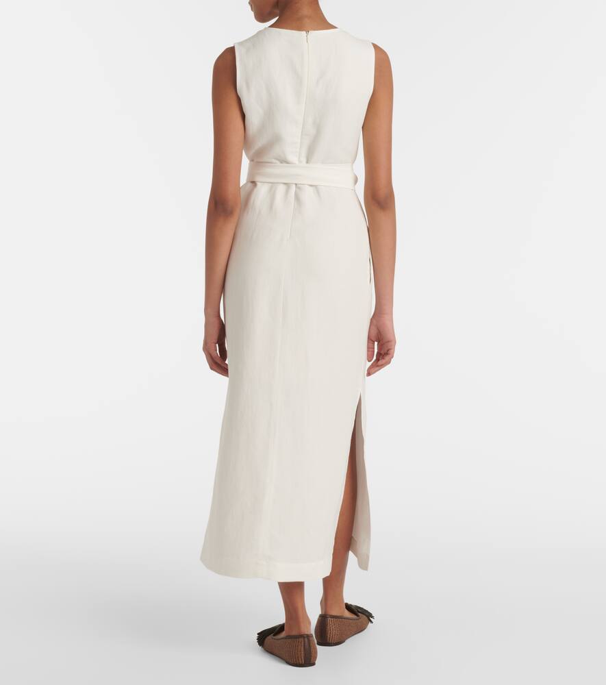 Brunello Cucinelli Gathered Midi Dress In Brown