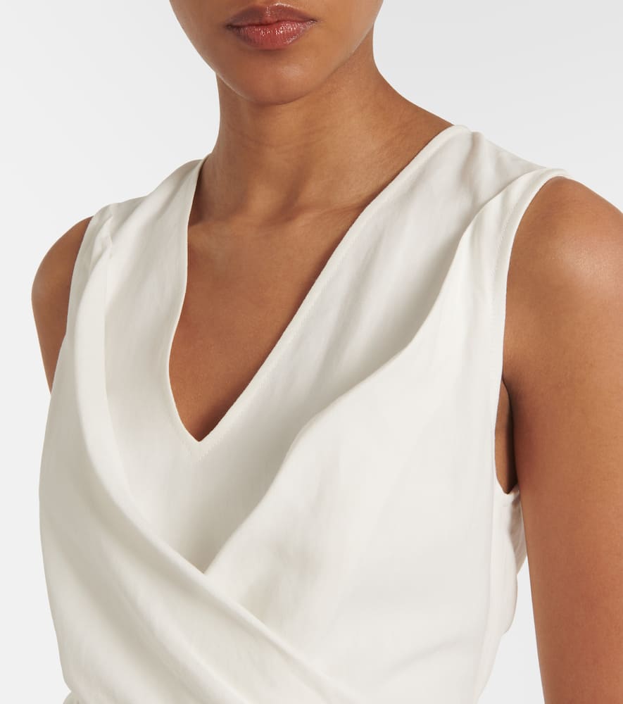 Brunello Cucinelli Gathered Midi Dress In Brown