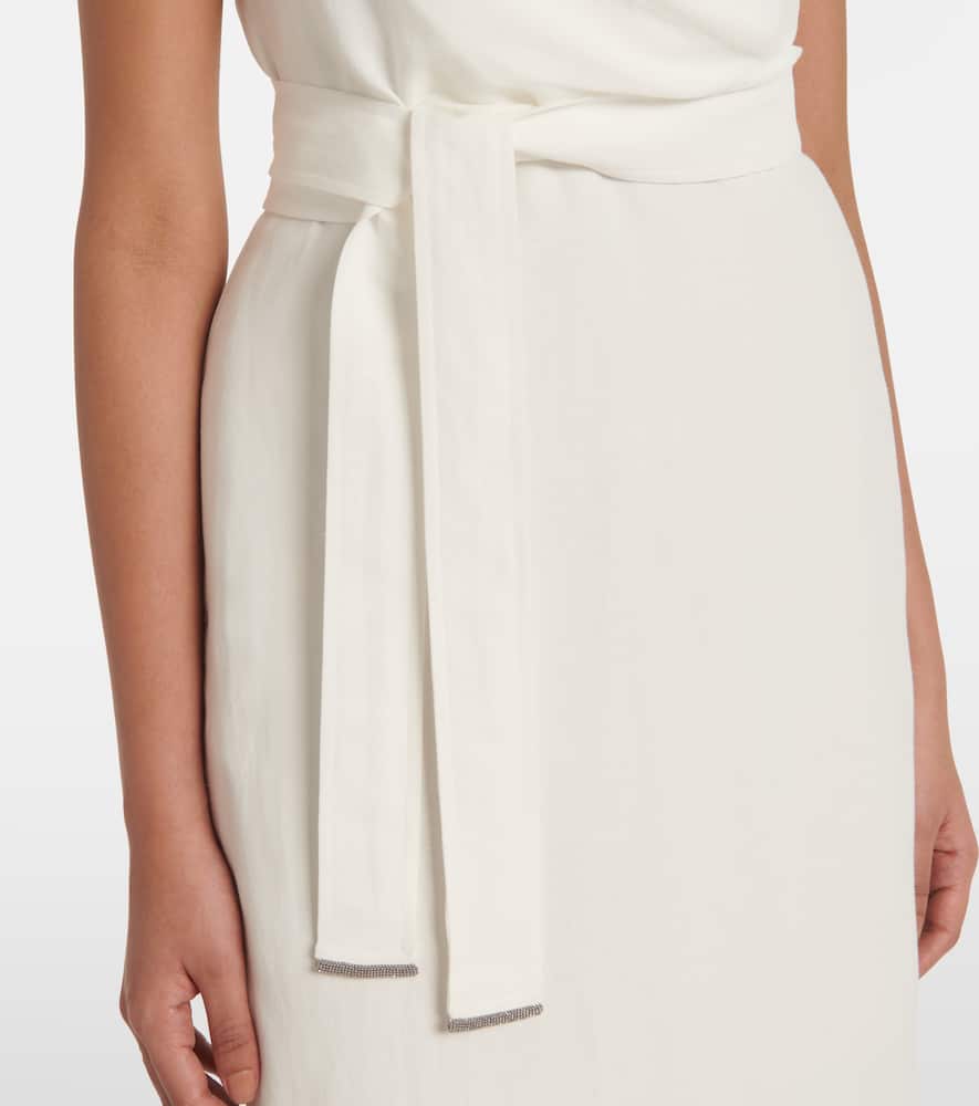 Brunello Cucinelli Gathered Midi Dress In Brown