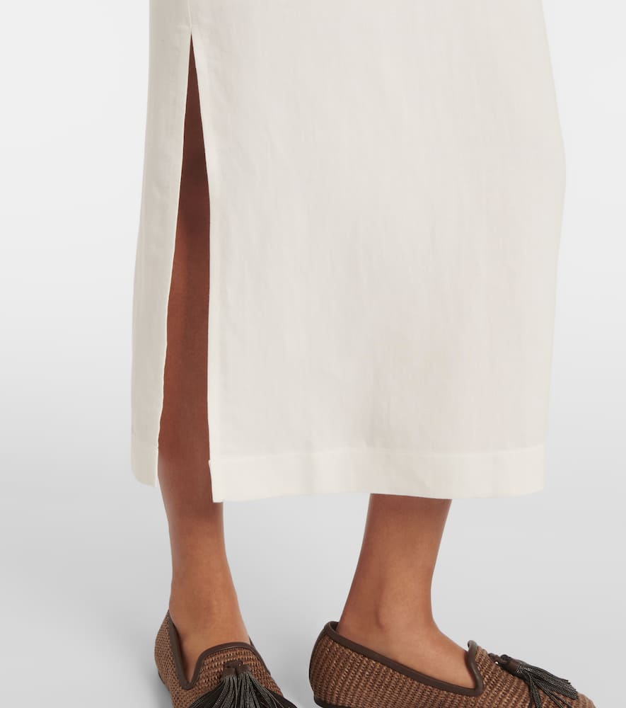 Brunello Cucinelli Gathered Midi Dress In Brown