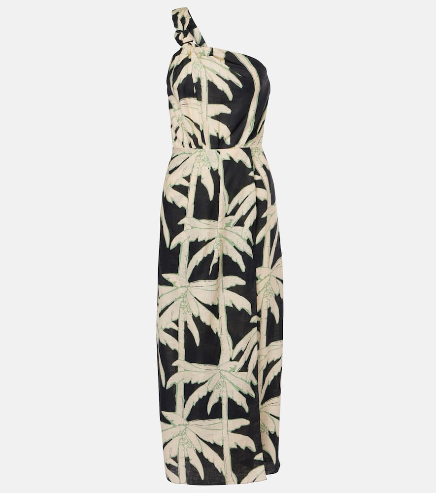 Printed one-shoulder midi dress