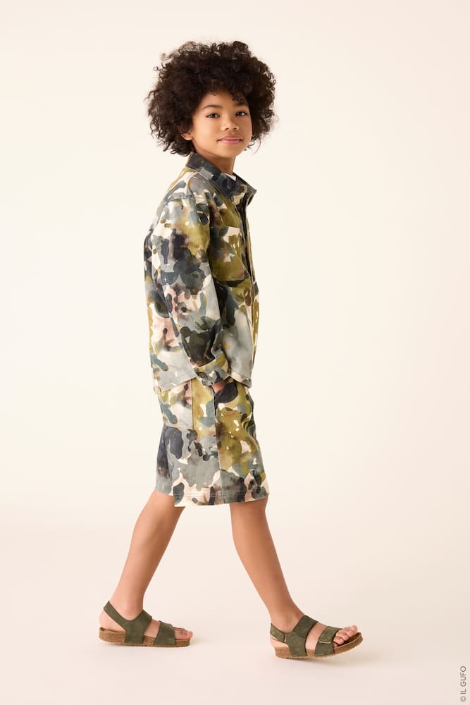 Il Gufo Camouflage Cotton-blend Twill Jacket In Dark Green