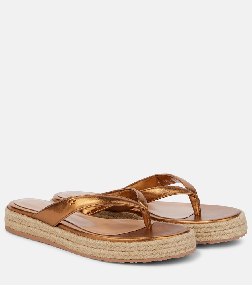 Gianvito Rossi Metallic leather thong sandals