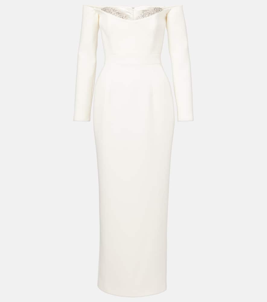 Bridal Farah embellished off-shoulder midi dress