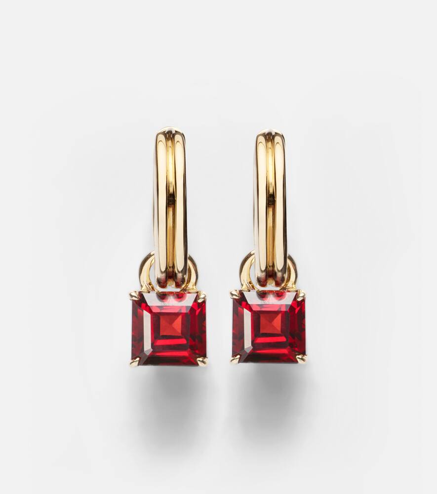 Stone And Strand 10kt Gold Earrings With Garnets In Gold