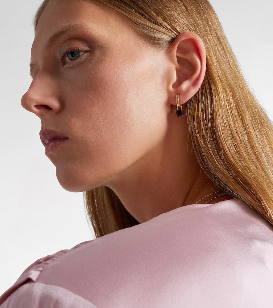 Stone And Strand 10kt Gold Earrings With Garnets In Gold