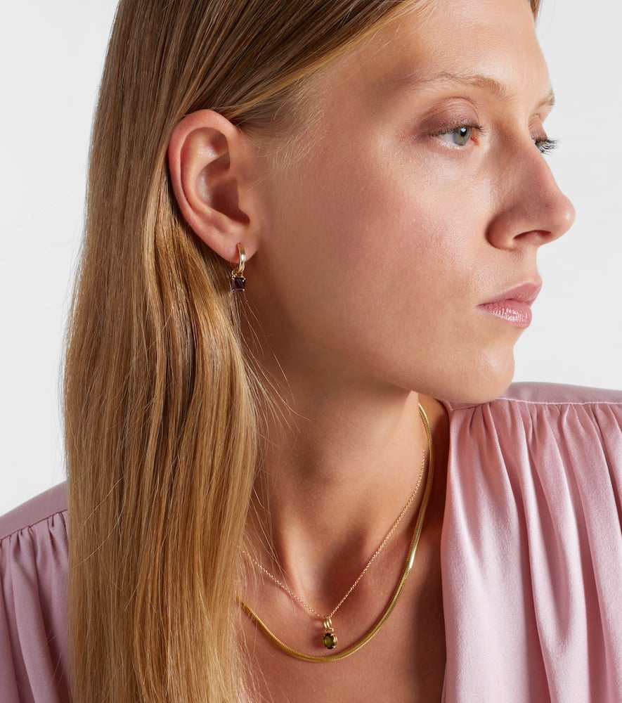 Stone And Strand 10kt Gold Earrings With Garnets In Gold