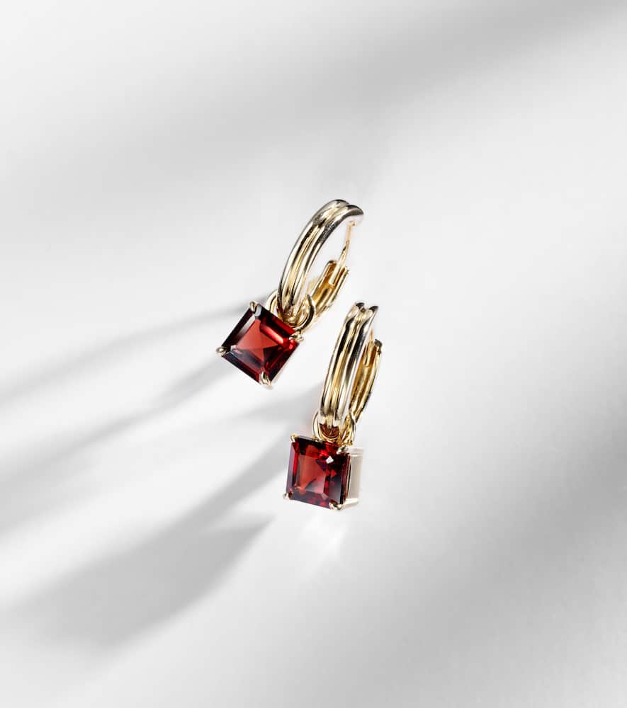 Stone And Strand 10kt Gold Earrings With Garnets In Gold