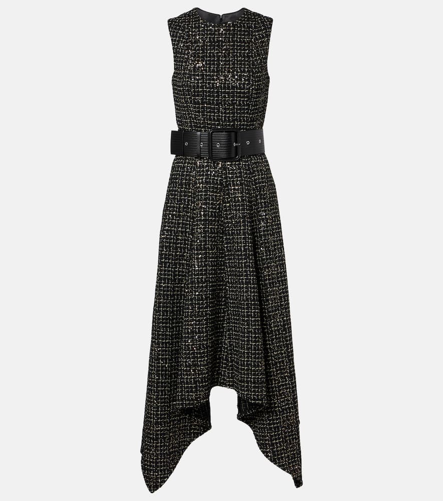 Safiyaa Okimi Sequined Tweed Midi Dress In Black