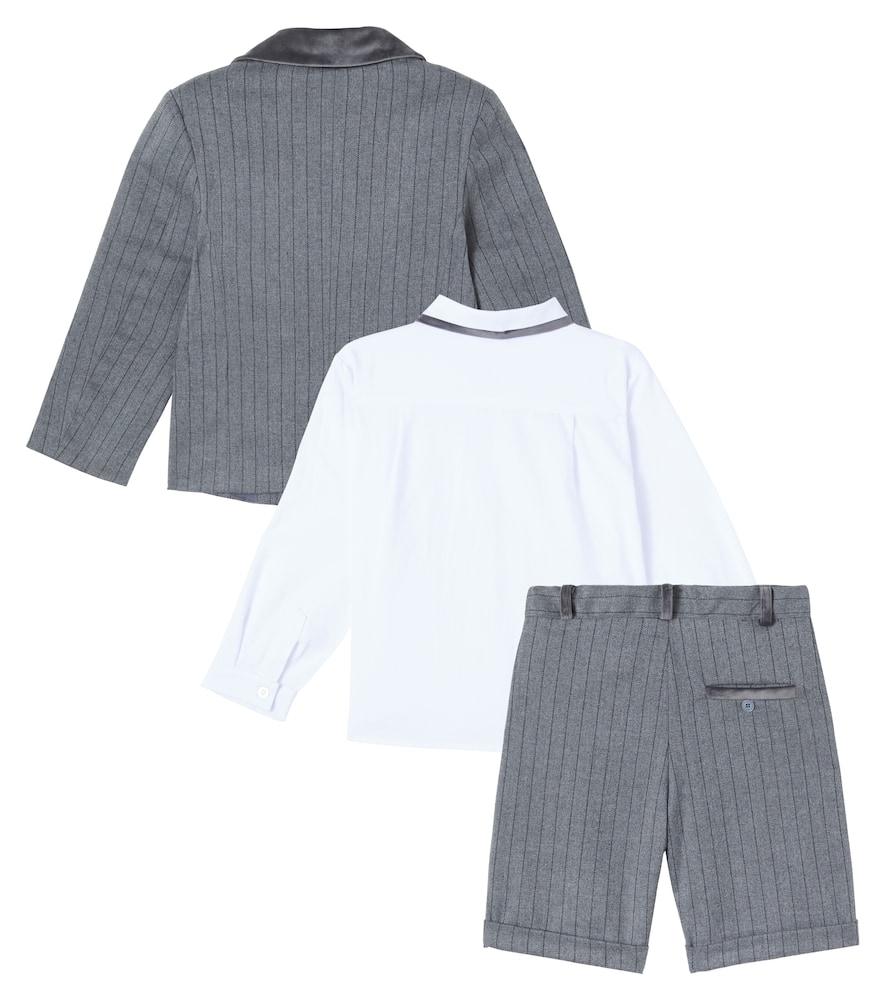 Patachou Cotton Blazer, Shirt, And Shorts Set In Gray