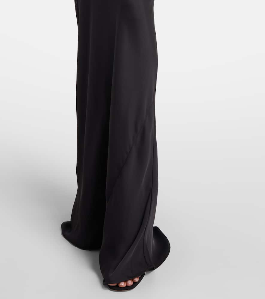 Rotate Birger Christensen Halterneck Satin Maxi Dress In Black
