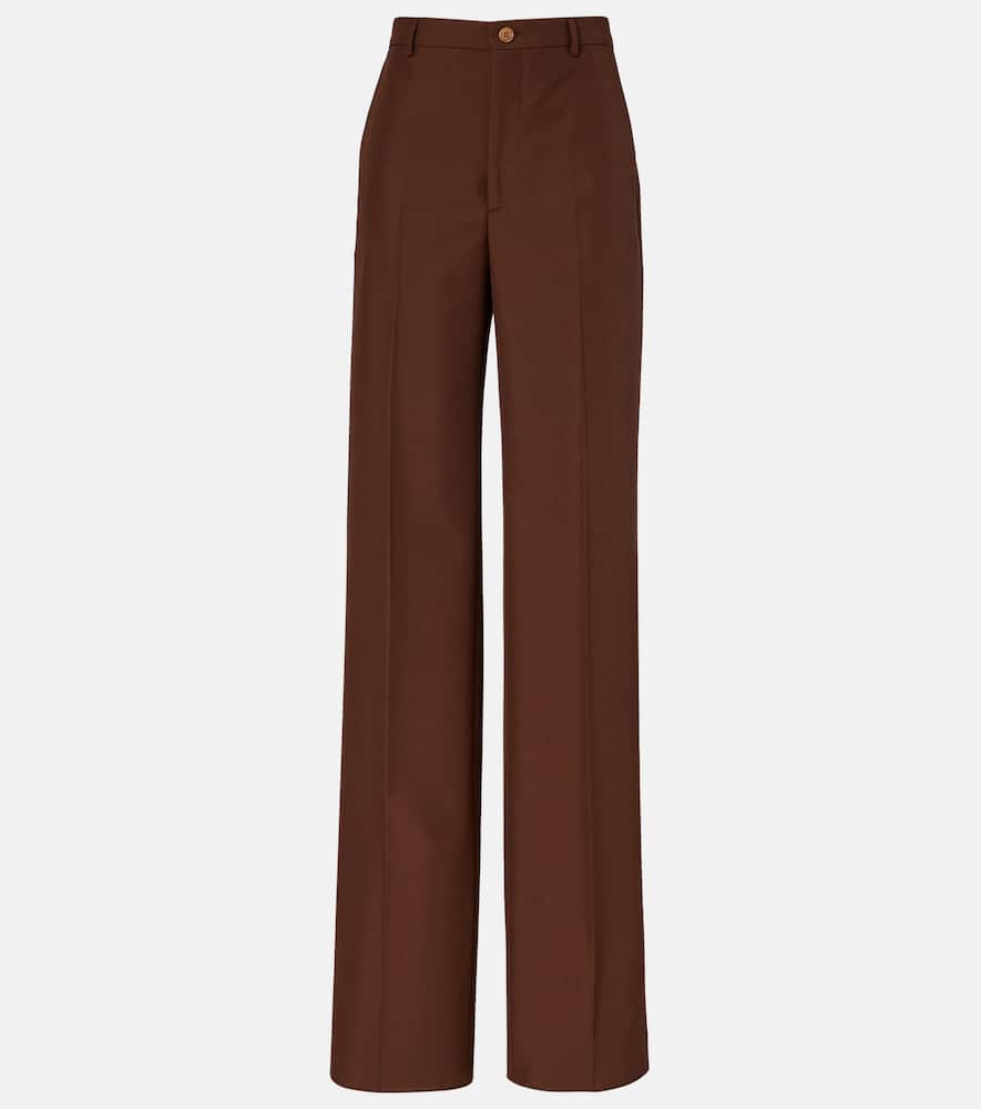Gucci Women Brown Technical Panama Trousers In Brown