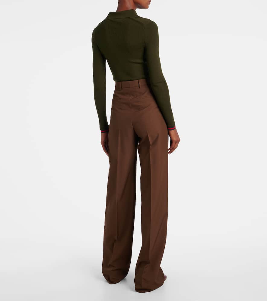 Gucci Women Brown Technical Panama Trousers In Brown