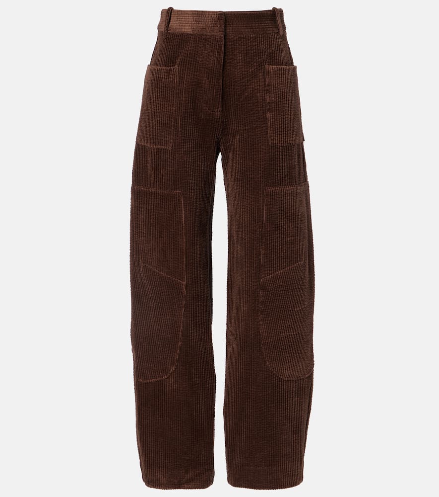Ganni Cotton Corduroy Cargo Pants In Brown