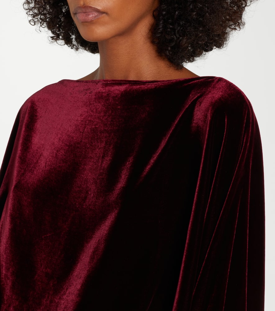 Taller Marmo Musidora Draped Velvet Gown In Burgundy
