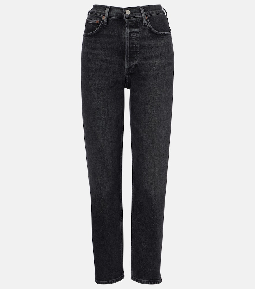 Agolde 90's Pinch Waist High-rise Straight Jeans In Gray