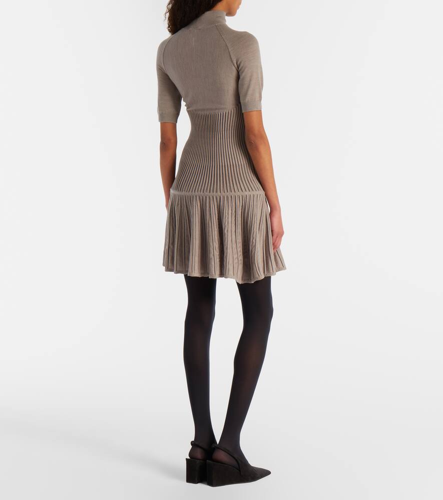 Alaïa Ribbed-knit Wool-blend Minidress In Sand
