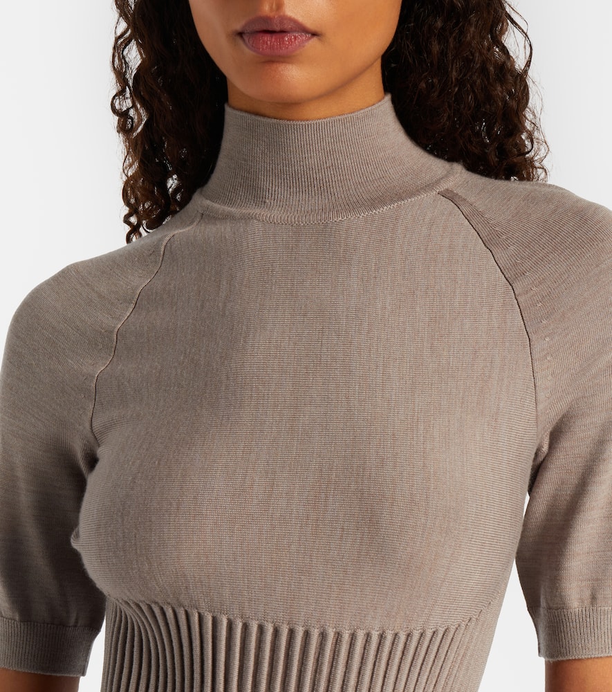 Alaïa Ribbed-knit Wool-blend Minidress In Sand
