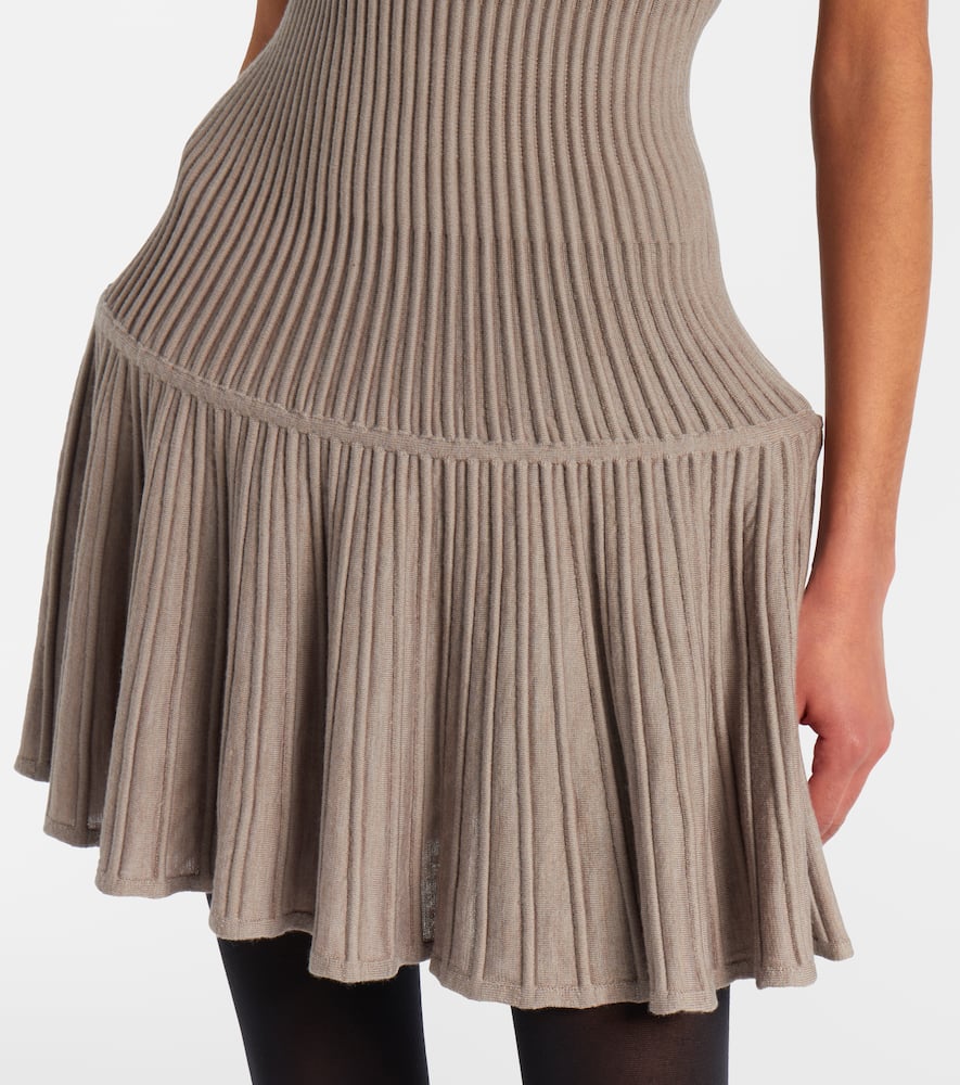 Alaïa Ribbed-knit Wool-blend Minidress In Sand