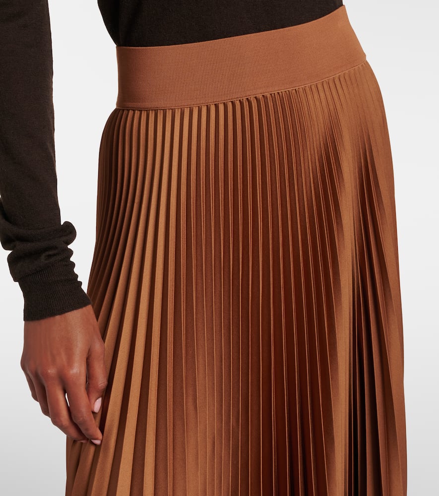 Joseph Ade Plissé Asymmetric Crêpe Midi Skirt In Brown