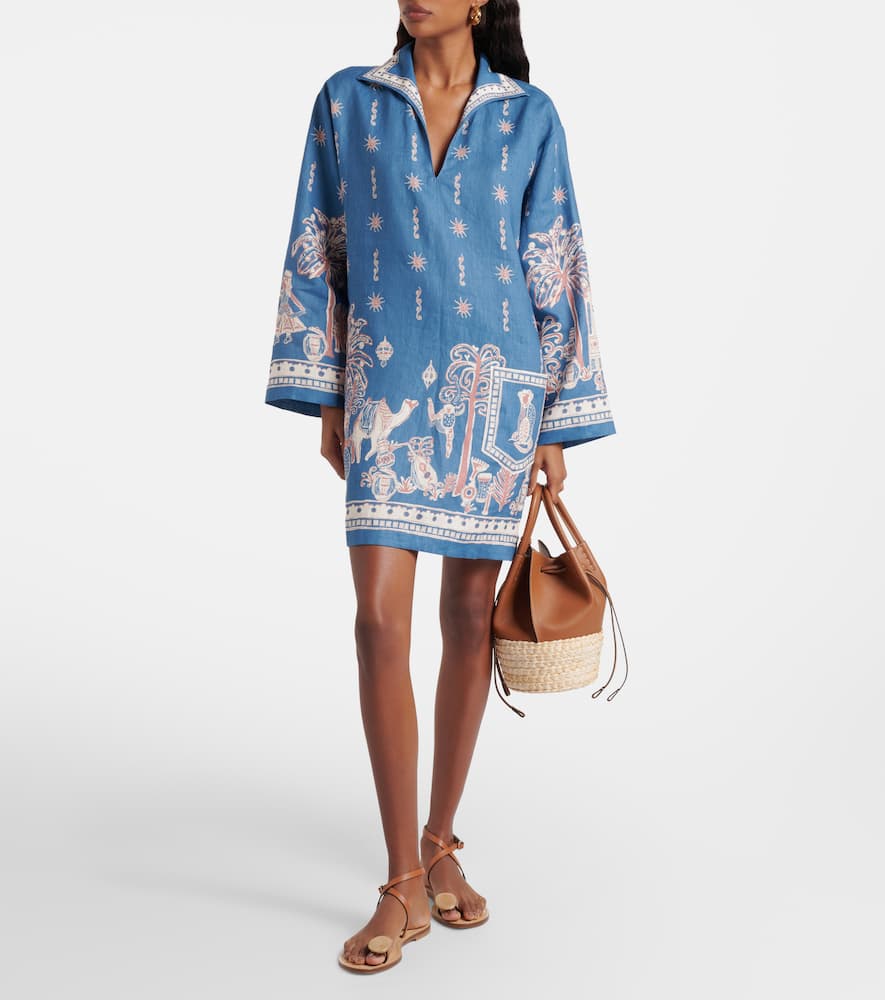Alemais Alémais Acacia Printed Linen Minidress In Blue