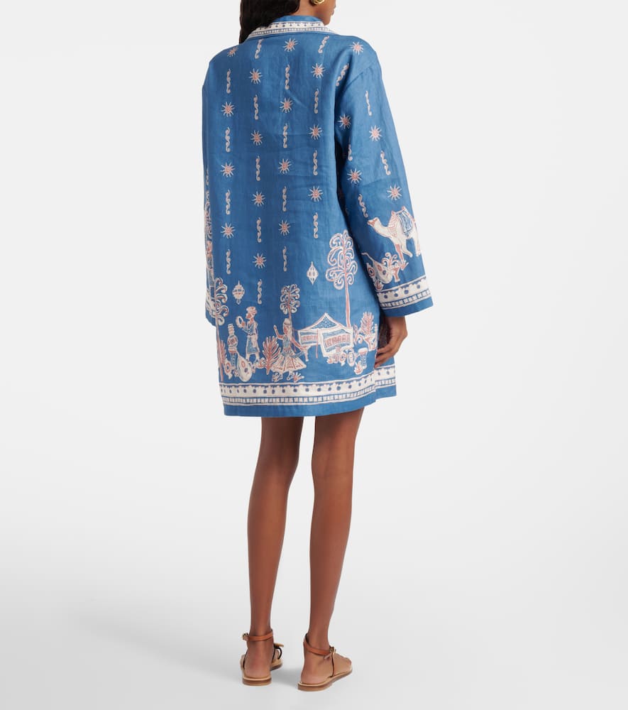 Alemais Alémais Acacia Printed Linen Minidress In Blue
