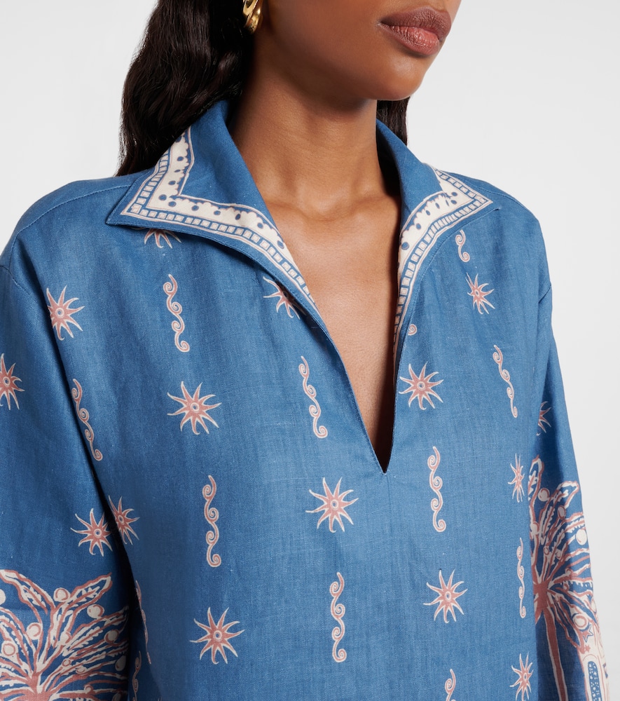 Alemais Alémais Acacia Printed Linen Minidress In Blue