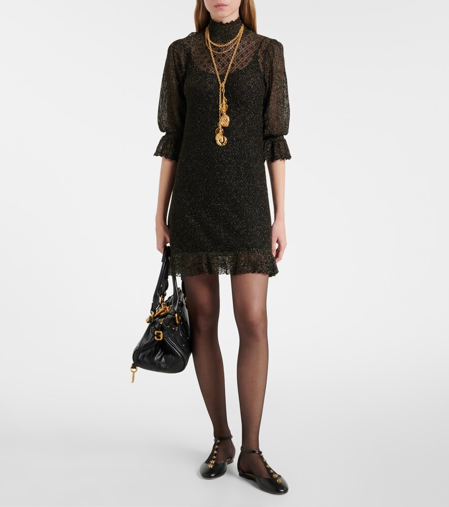 Chloé Ruffled lamé minidress
