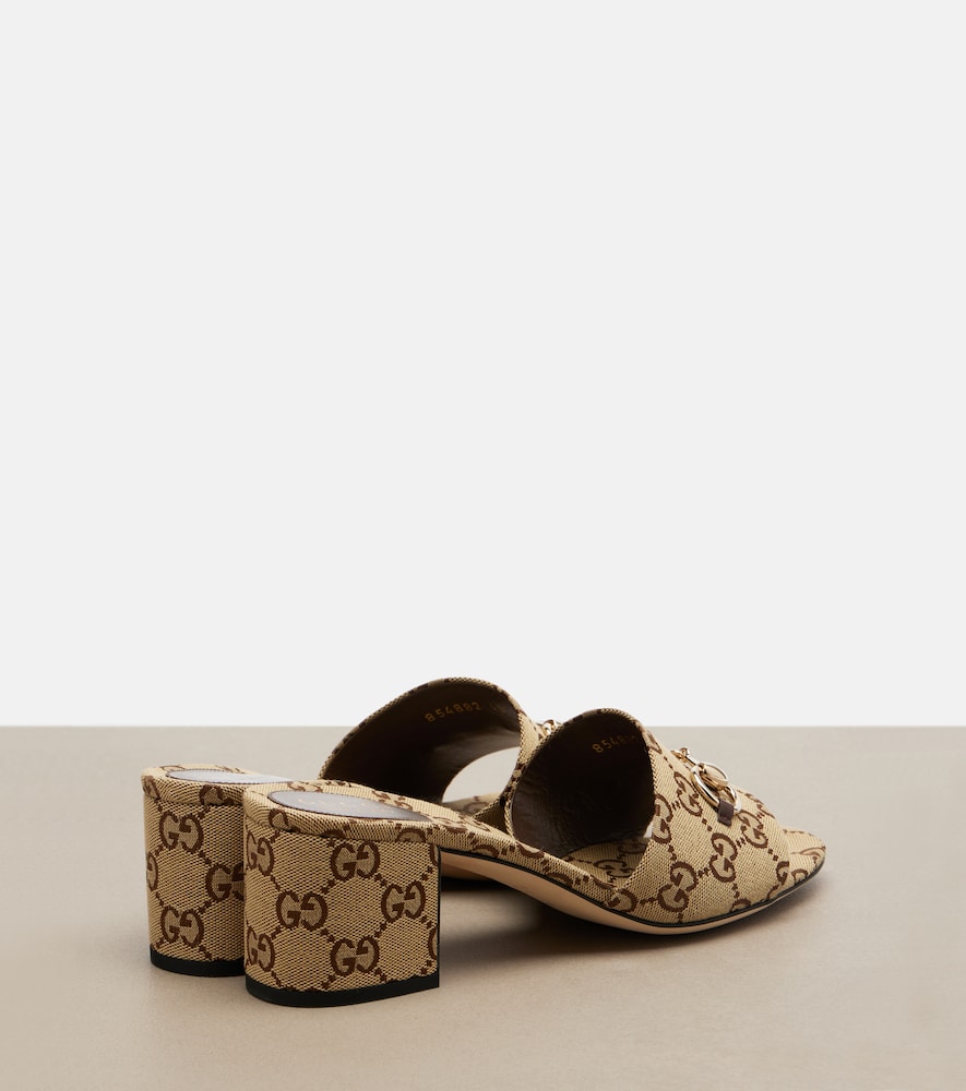  Gucci Gucci Horsebit Gg Canvas Mules 