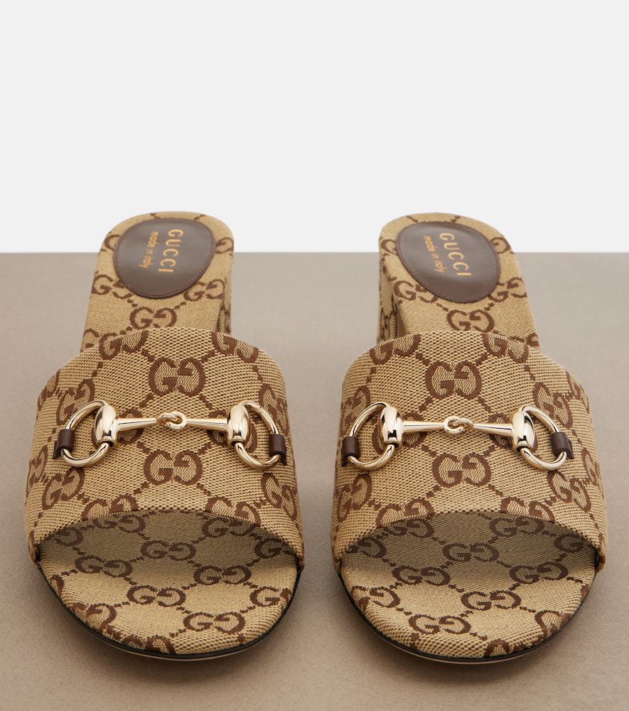  Gucci Gucci Horsebit Gg Canvas Mules 