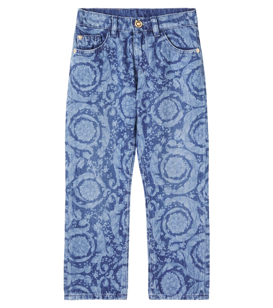 Versace Medallion-printed Jeans In Blue