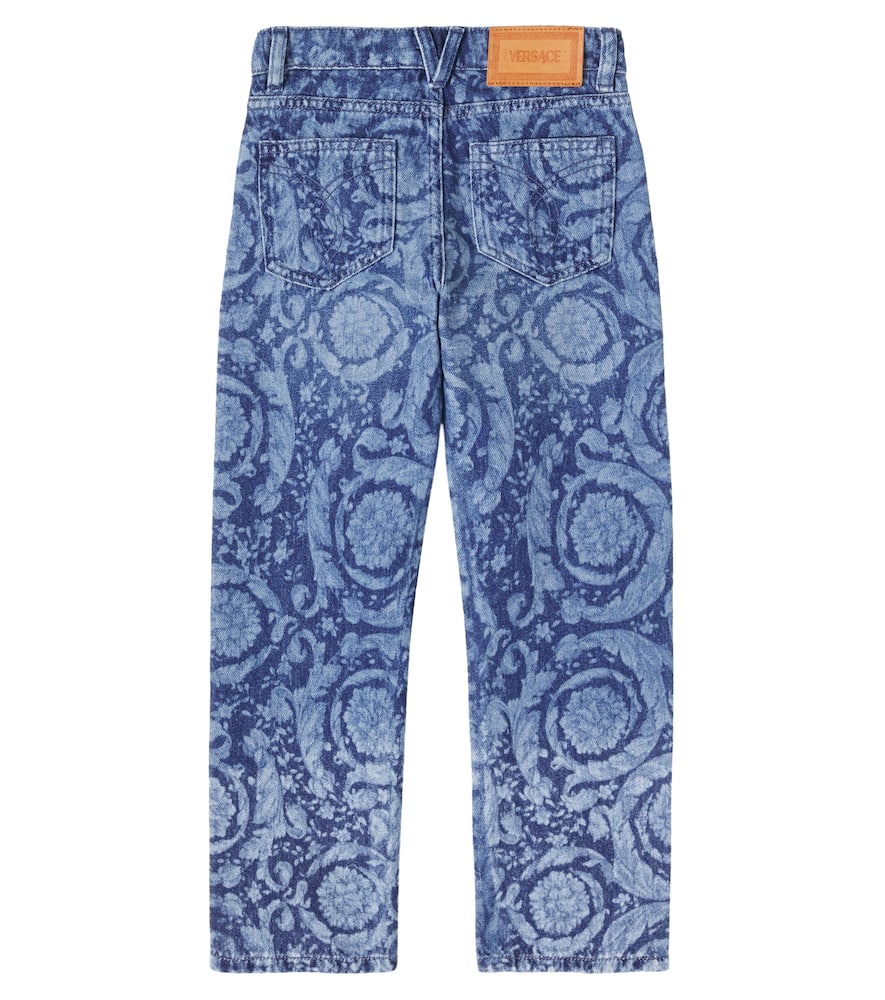Versace Medallion-printed Jeans In Blue