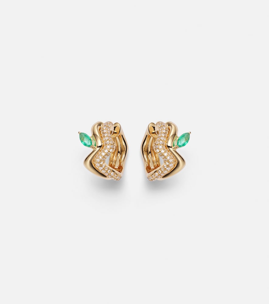 Shay Jewelry 18kt gold earrings with diamonds and emeralds