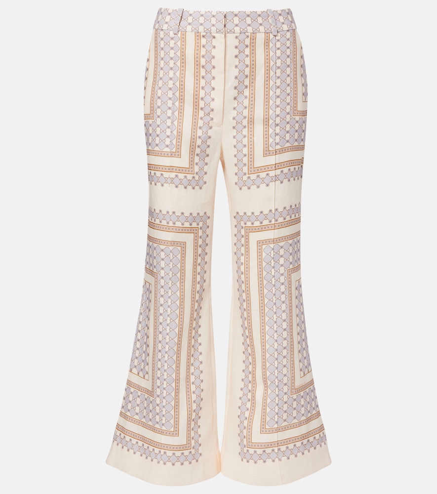 Zimmermann Printed cropped linen flared pants