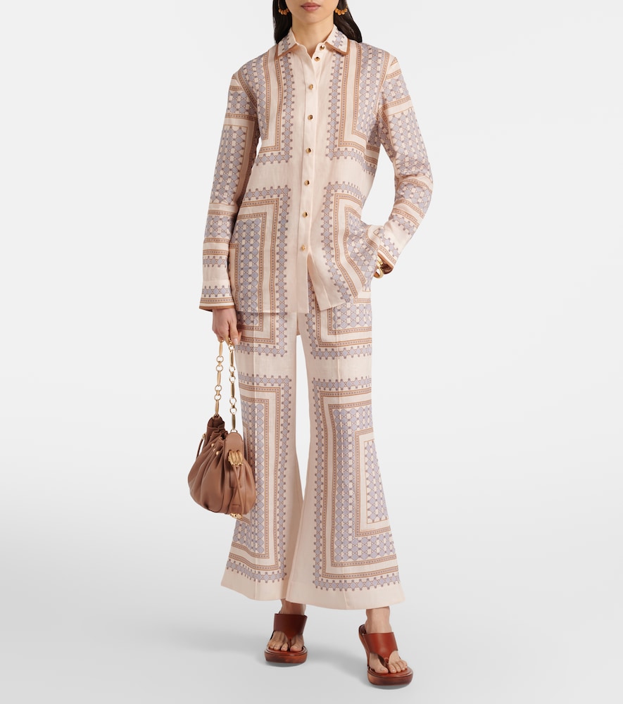  Zimmermann Zimmermann Pantalon évasé Imprimé En Lin 