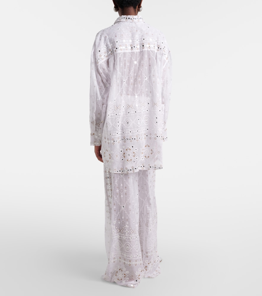  Juliet Dunn Juliet Dunn Embellished Cotton Wide-leg Pants 