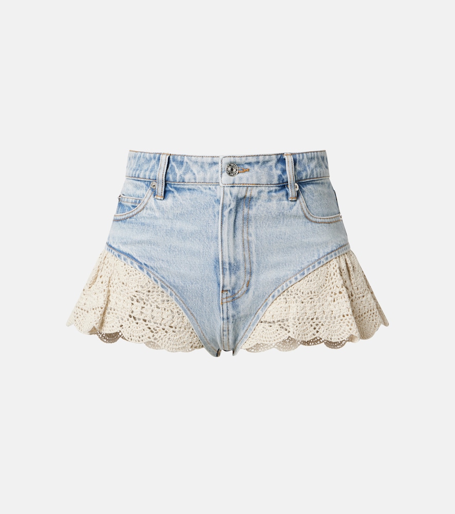 Shorts di jeans in crochet