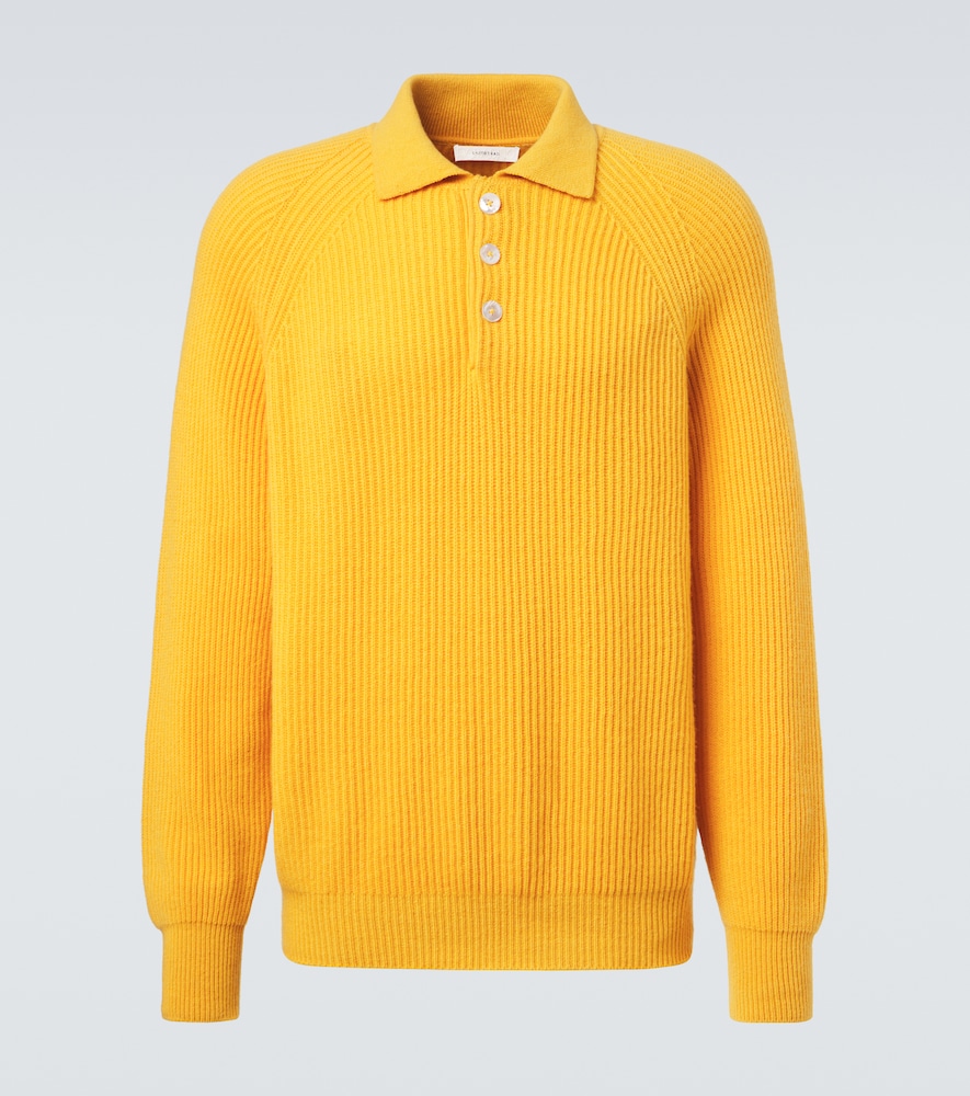 Umit Benan Diana Cashmere Polo Sweater In Yellow